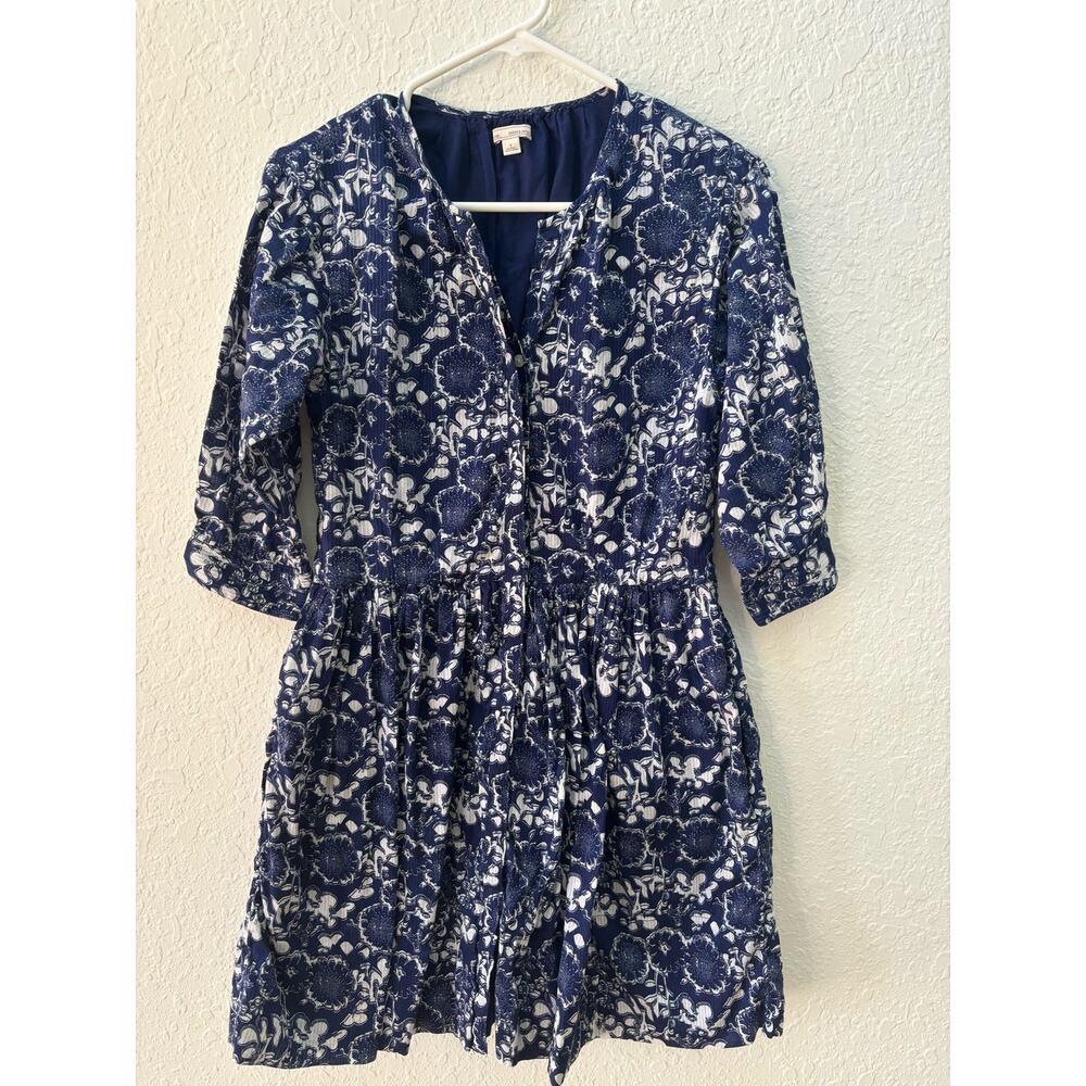GAP Designed and Crafted Floral Navy Blue Cotton Cottagecore Dress Size 2 $99